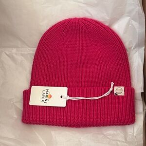 beanie OS solid unisex cashmire wool viscose nylon raspberry pink knitted Marine